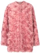 Stella Mccartney - Fur Coat - Women - Cotton/viscose/mohair/wool - 42, Pink/purple, Cotton/viscose/mohair/wool