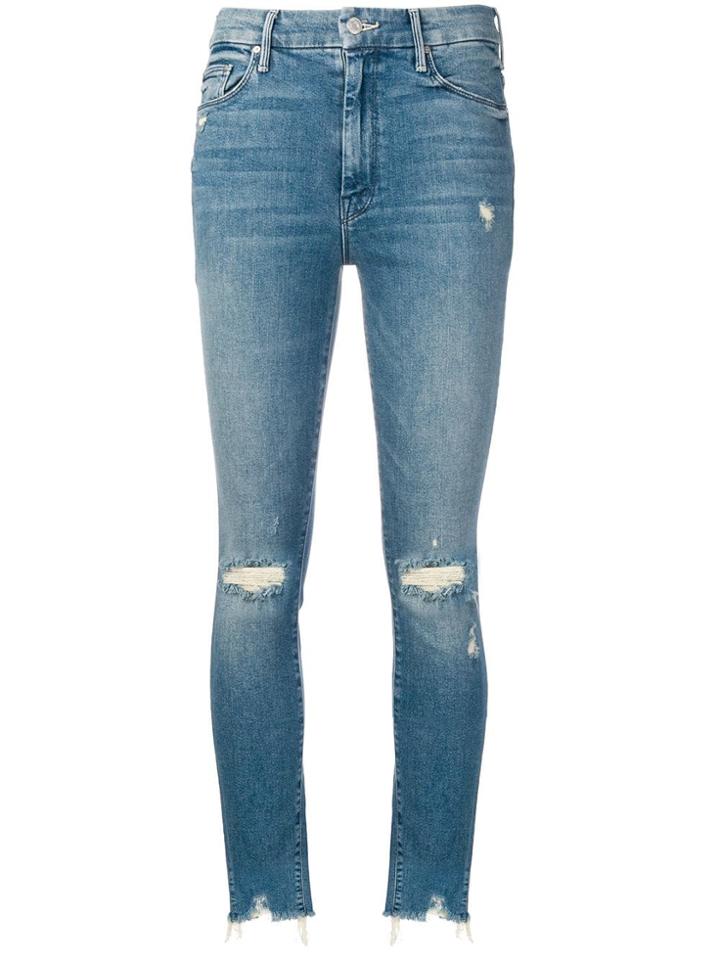 Mother High Waisted Looker Ankle Jeans - Blue