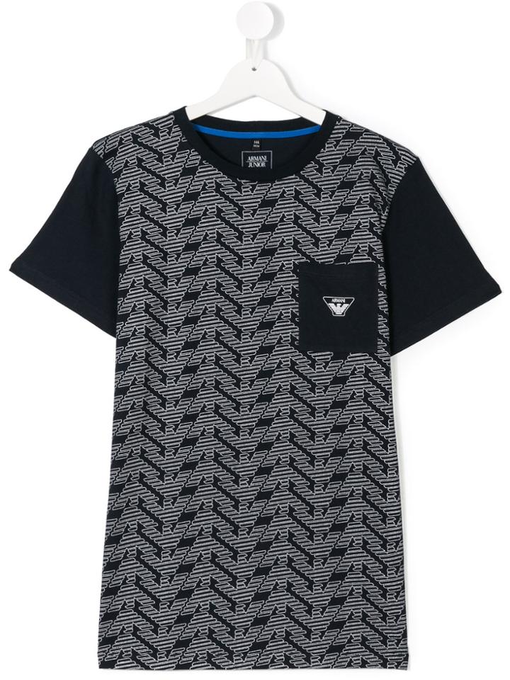 Armani Junior Teen Logo Print T-shirt - Blue