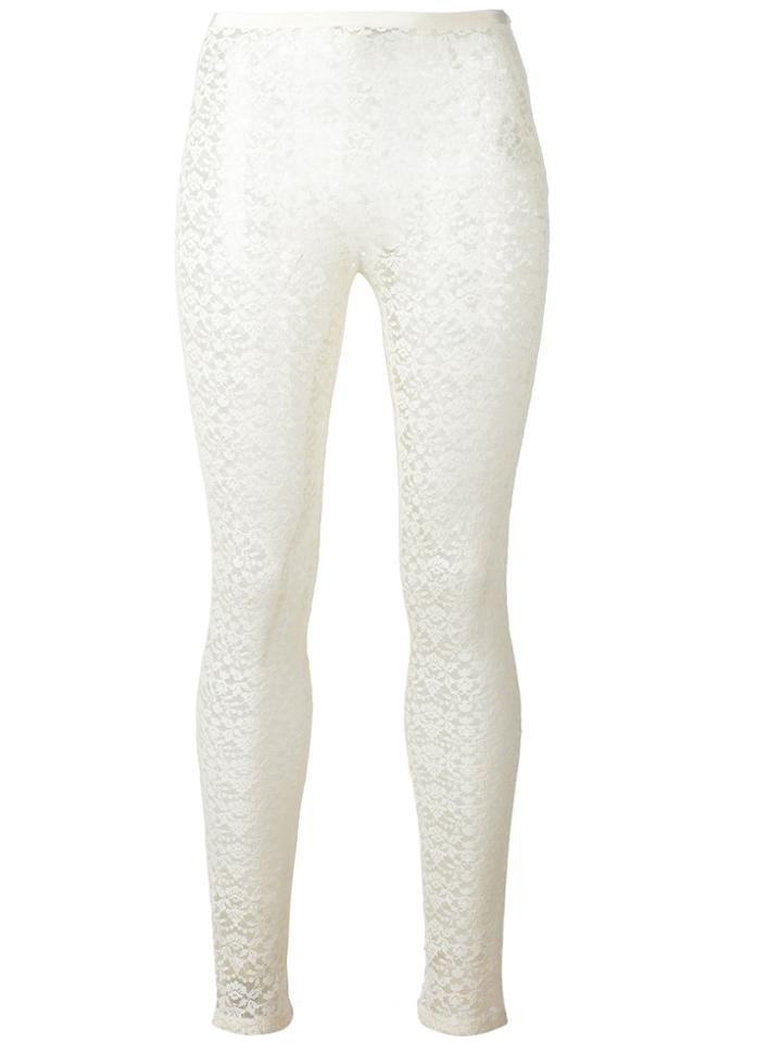 Stella Mccartney Sheer Lace Detail Leggings - White