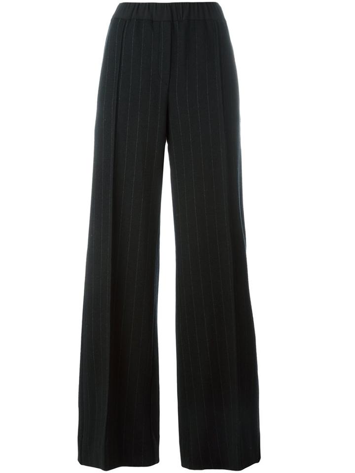 Odeeh Pin Stripe Trousers, Women's, Size: 40, Black, Cotton/virgin Wool