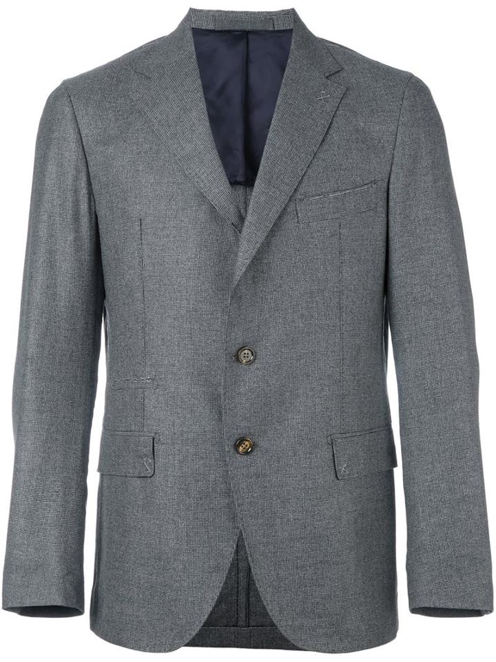Eleventy Notched Lapel Blazer, Men's, Size: 56, Grey, Silk/viscose/cashmere