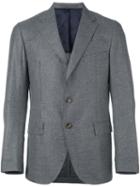 Eleventy Notched Lapel Blazer, Men's, Size: 56, Grey, Silk/viscose/cashmere