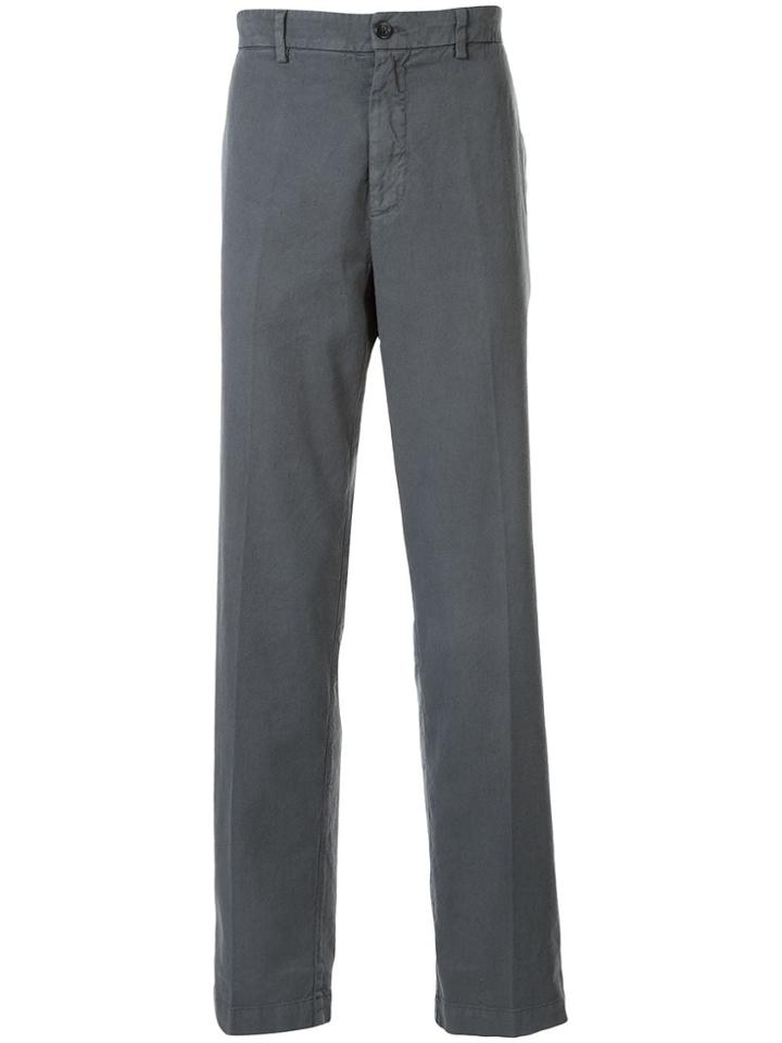 120% Lino Textured Straight Leg Trousers - Grey