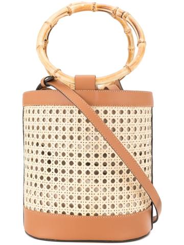 Wai Wai Basket Weave Bucket Tote - Brown