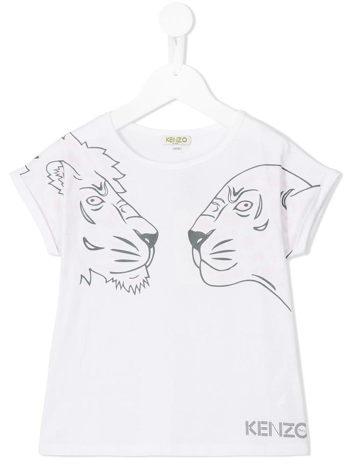 Kenzo Kids Wild Cats Print T-shirt, Girl's, Size: 10 Yrs, White