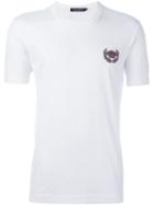 Dolce & Gabbana Embroidered Crown T-shirt, Men's, Size: 48, White, Cotton/ramie/metallic Fibre/polyester