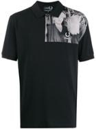 Raf Simons X Fred Perry Shoulder Print Polo Shirt - Black
