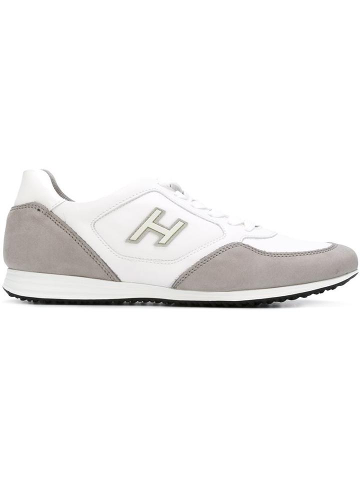 Hogan Panelled Sneakers, Men's, Size: 9, White, Calf Leather/nubuck Leather/leather/rubber