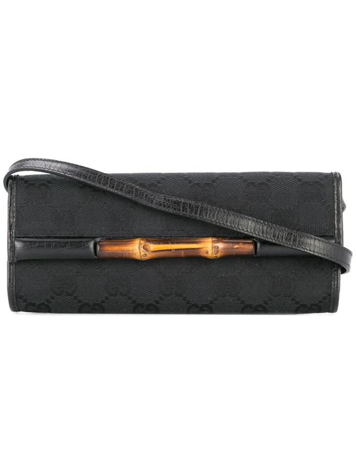 Gucci Vintage Gucci Bamboo Line Gg Shoulder Bag - Black