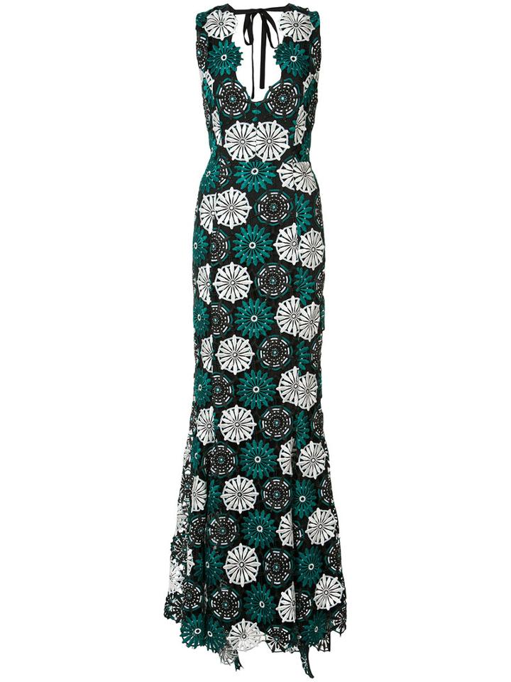 Zac Zac Posen April Floral Crochet Gown, Women's, Size: 6, Green, Polyester/polyester