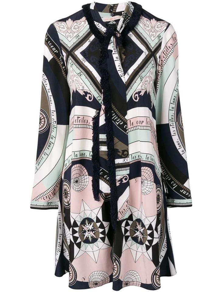Tory Burch Printed Fringe Shirt Dress - Blue