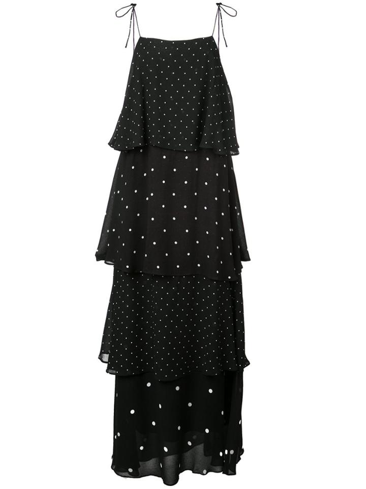 Anine Bing Polka Dot Tiered Dress - Black