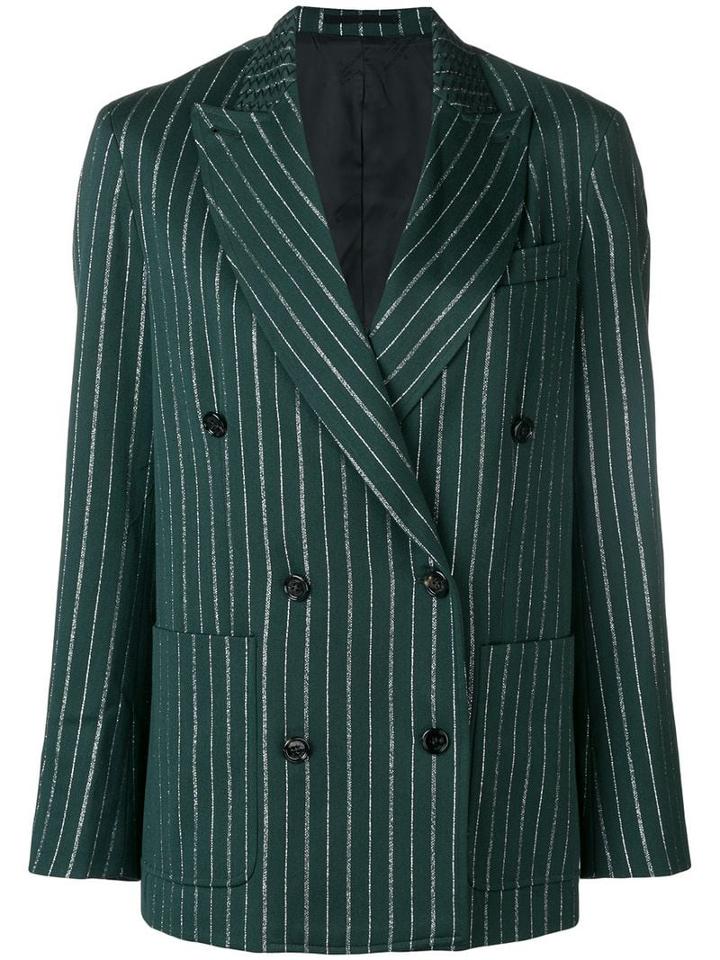 Golden Goose Striped Double-breasted Blazer - Green