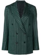 Golden Goose Striped Double-breasted Blazer - Green