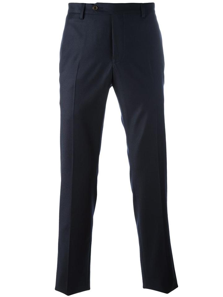 Al Duca D'aosta 1902 Straight Leg Tailored Trousers, Men's, Size: 56, Blue, Cotton/polyurethane