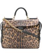 Dolce & Gabbana Leopard Print Shoulder Bag - Brown