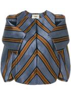 Fendi Cold-shoulder Striped Jacket - Blue