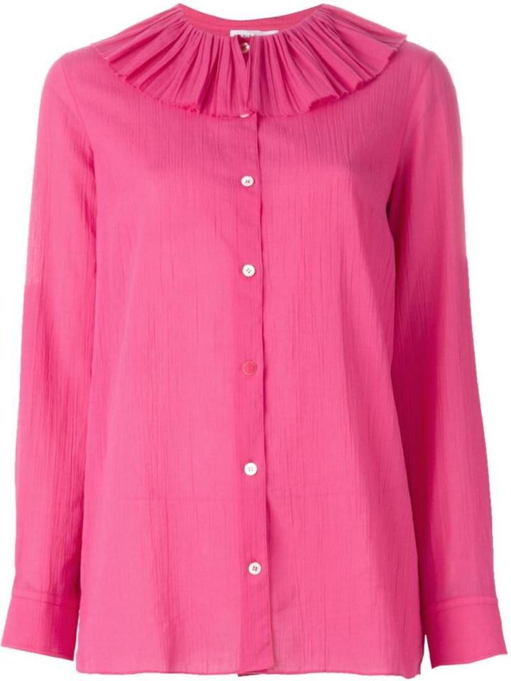 Sonia Rykiel Ruff Neck Shirt, Women's, Size: 40, Pink/purple, Cotton