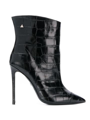 Grey Mer Croc-effect Booties - Black