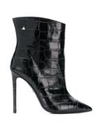 Grey Mer Croc-effect Booties - Black