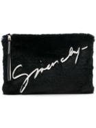 Givenchy Faux Fur Logo Clutch Bag - Black