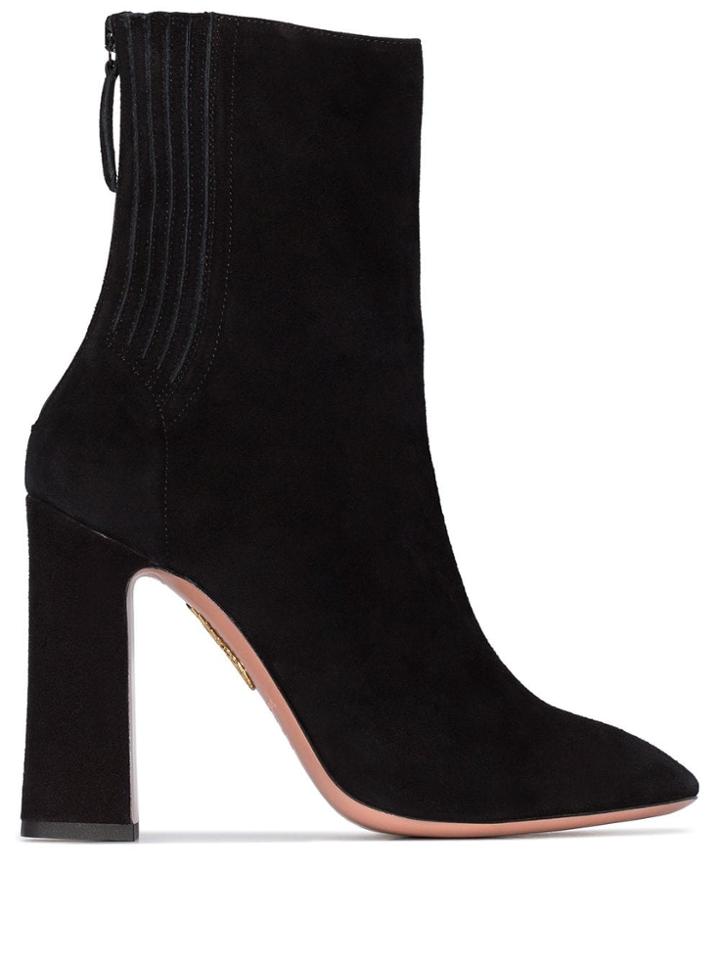 Aquazzura Black Sainthonore 105 Suede Ankle Boots