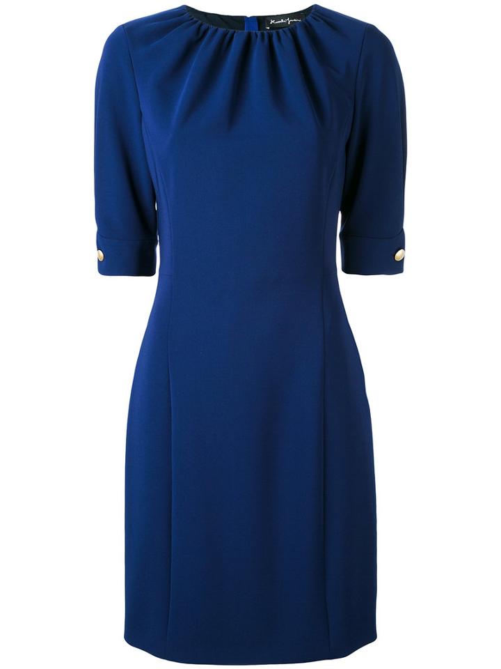 Gathered Fitted Dress - Women - Triacetate/polyester - 46, Blue, Triacetate/polyester, Rossella Jardini