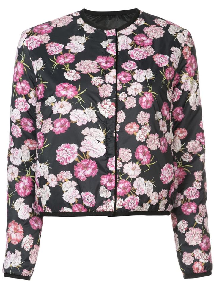 Giambattista Valli Flower Printed Light Collarless Jacket - Black