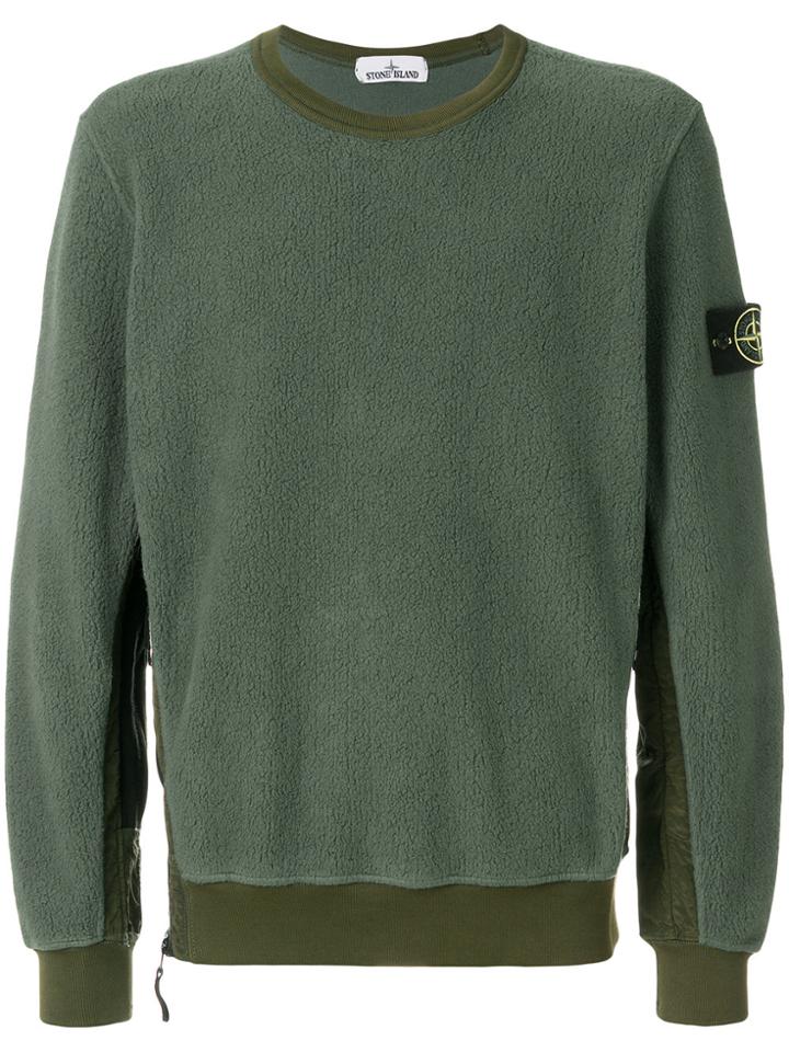 Stone Island Gauzed Fleece Contrast Panel Sweatshirt - Green