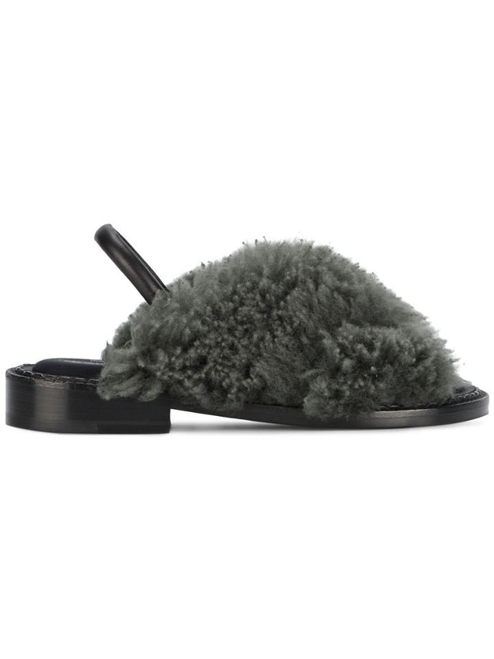 Robert Clergerie Bloss Faux Fur Flat Sandals - Green