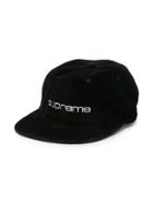 Supreme Embroidered Logo Corduroy Cap - Black
