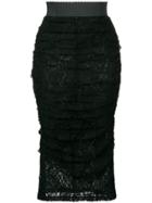 Dolce & Gabbana Ruffled Lace Skirt - Black