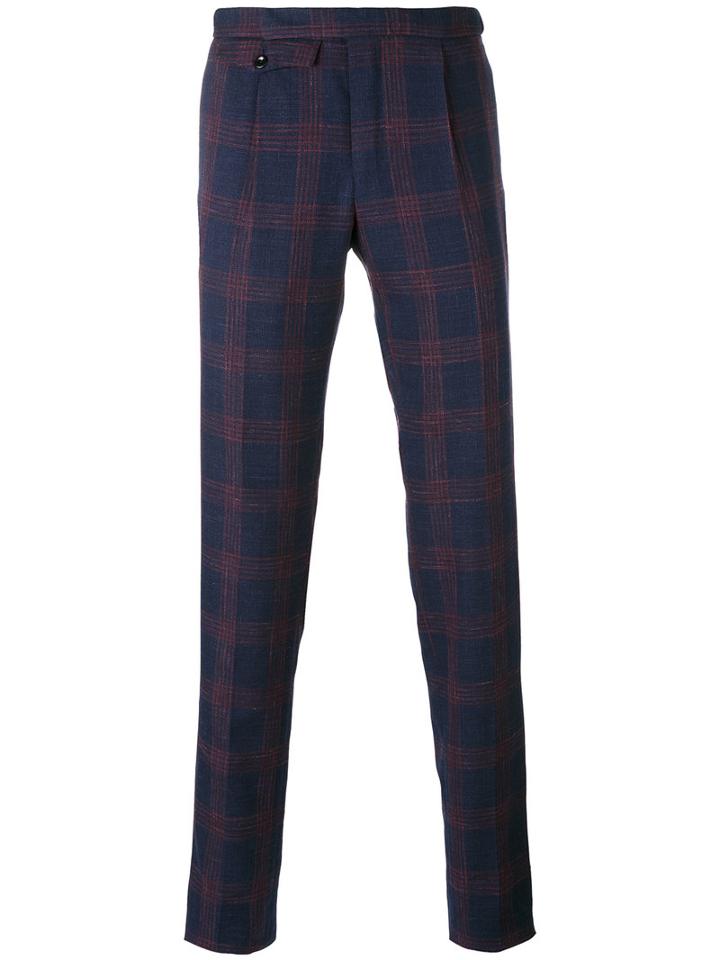 Incotex - Plaid Tailored Trousers - Men - Wool/silk/linen/flax - 54, Blue, Wool/silk/linen/flax