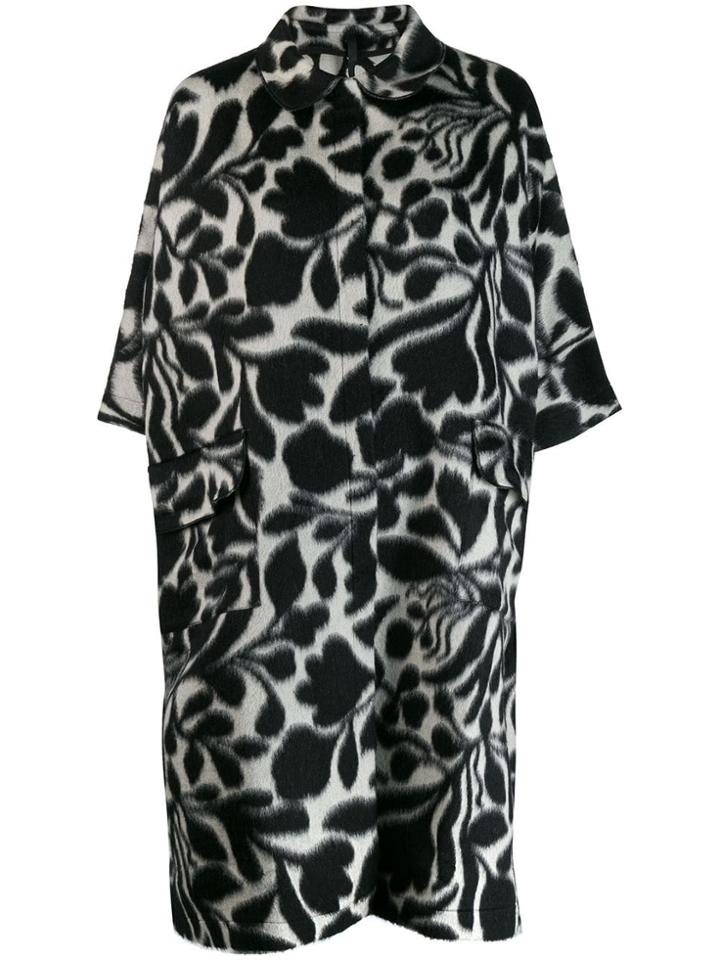 Sara Lanzi Floral Patterned Coat - Black