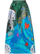 Mary Katrantzou - Bowles Surreal Skirt - Women - Cotton/spandex/elastane - 8, Turquoise, Cotton/spandex/elastane