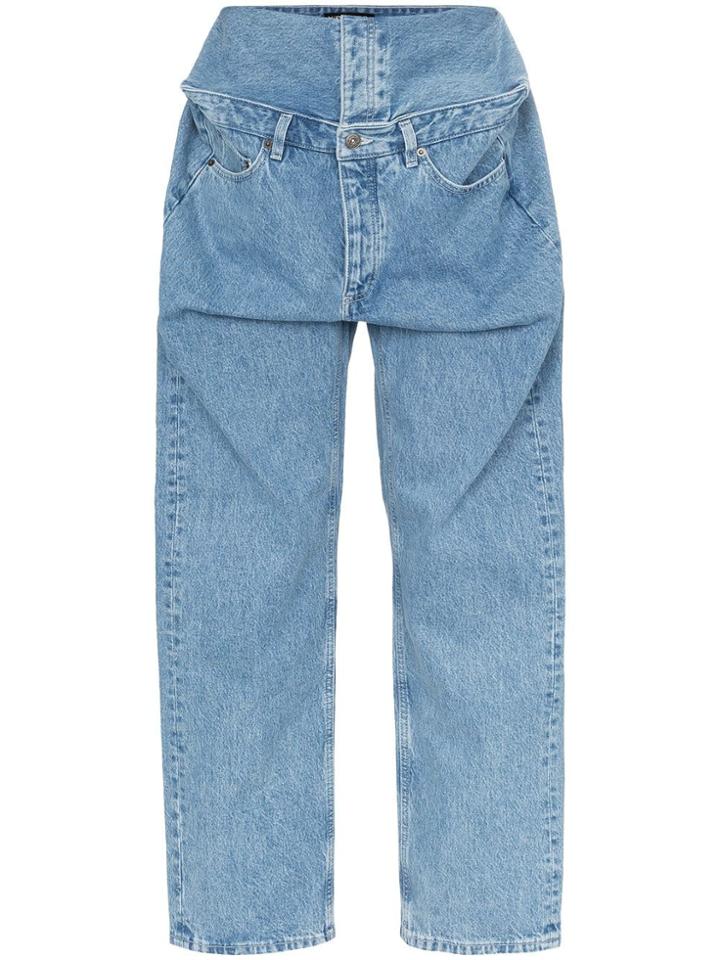 Y / Project Wide Leg Double Layer Jeans - Blue