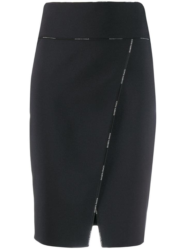Elisabetta Franchi Pencil Skirt With Front Slit - Black