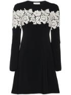 Valentino Lace-embroidered Stretch Mini Dress - Black