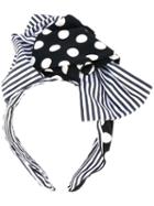 Dolce & Gabbana - Polka-dot And Striped Headband - Women - Cotton/spandex/elastane/iron - One Size, Black, Cotton/spandex/elastane/iron