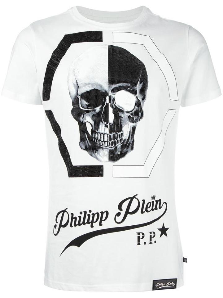Philipp Plein 'ideal' T-shirt, Men's, Size: Medium, White, Cotton/glass
