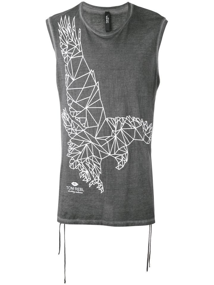 Tom Rebl Eagle Print Sleeveless T-shirt, Men's, Size: Medium, Black, Cotton