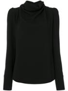 Maison Margiela - Cowl Neck Blouse - Women - Polyester - 40, Black, Polyester