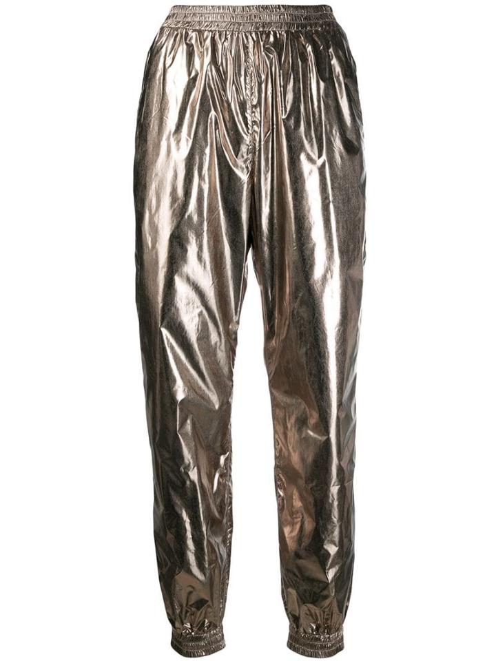 Pinko Metallic Track Pants - Gold