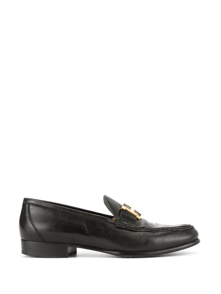 Hermès Vintage Constance H Logo Loafers - Black