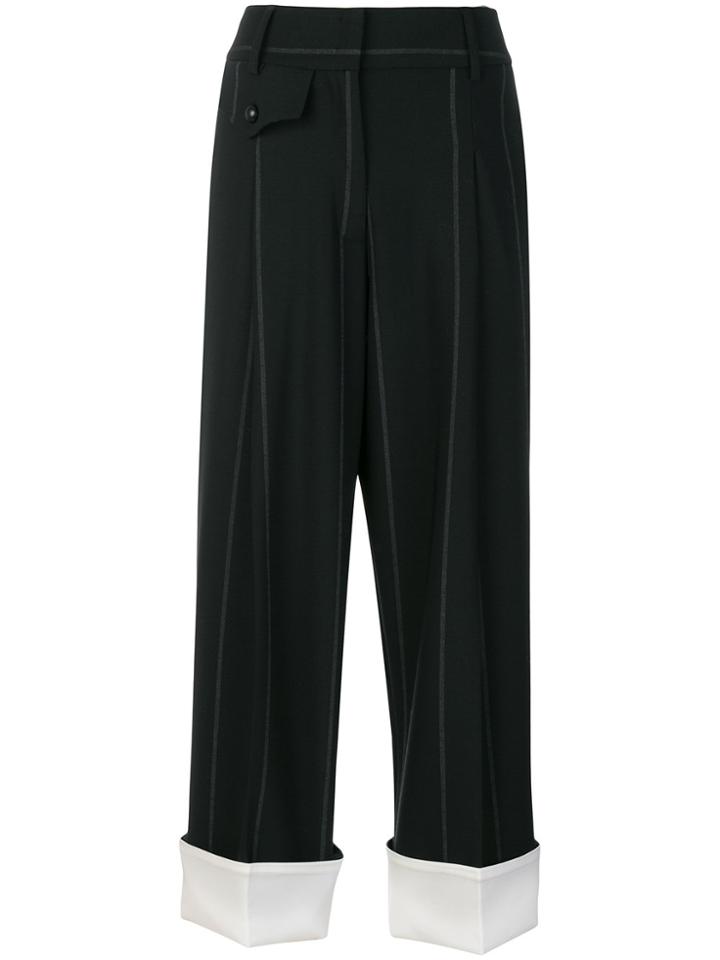 Maison Flaneur Two-tone Cropped Trousers - Black