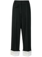 Maison Flaneur Two-tone Cropped Trousers - Black
