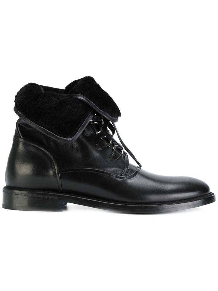 Dolce & Gabbana Shearling Lined Ankle Boots - Black