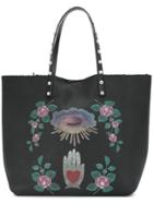 Red Valentino Shearling-lined Printed Tote - Black