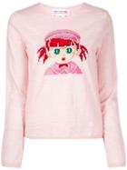 Comme Des Garçons Girl 'girl' Print Knitted Top - Pink